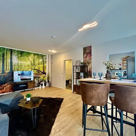 Apartment-am-stadtbrunnen,50m2,kueche,2 Schlafzimmer,kfz Parkplatz,terrasse,waschmaschine Chociebuż